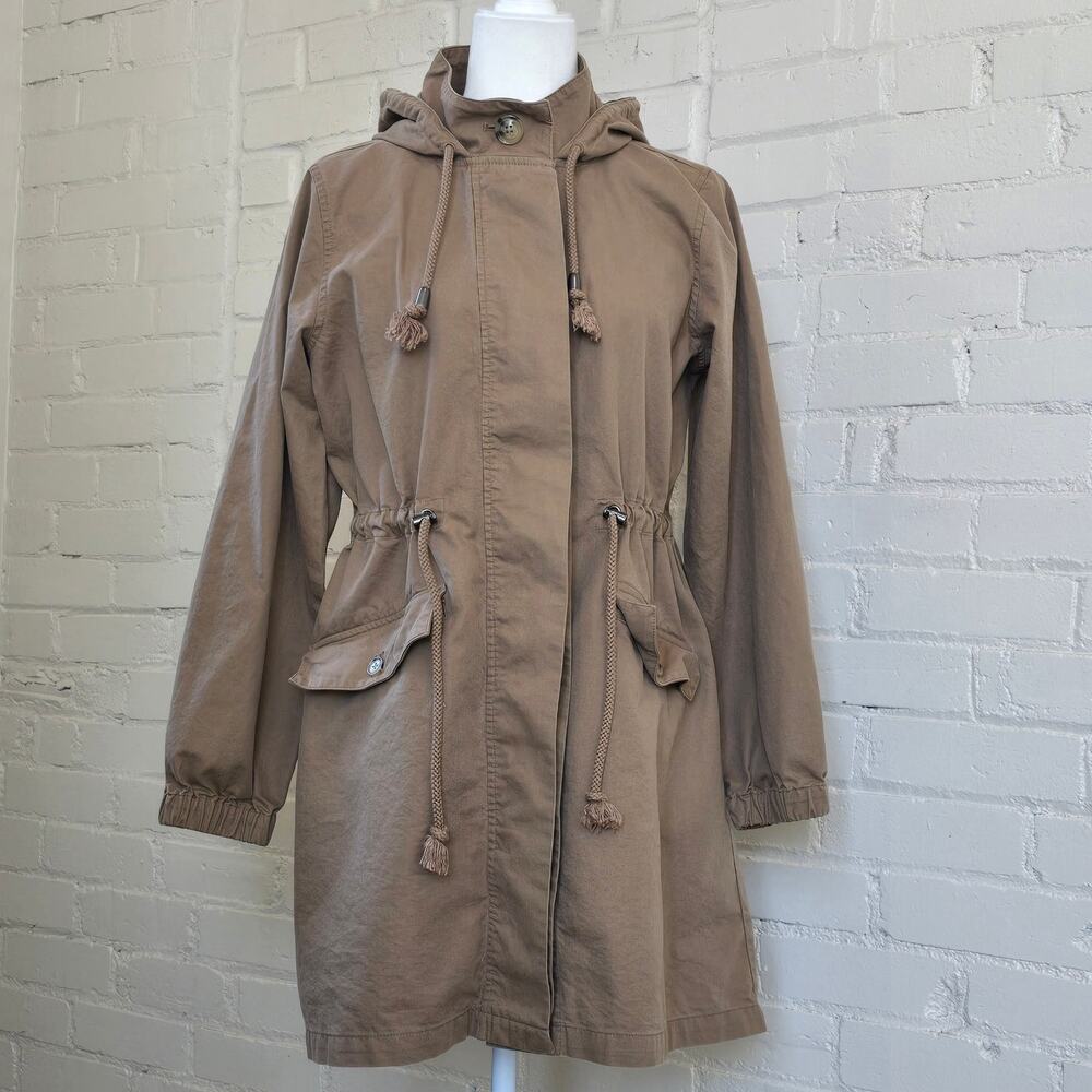 J. Jill Utility Anorak Jacket┃ Hooded Cinched Waist ┃Khaki Taupe┃Gorpcore Spring